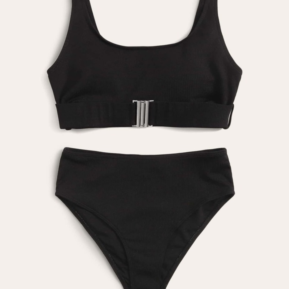 Rib Knit High Waisted Bikini Swimsuit